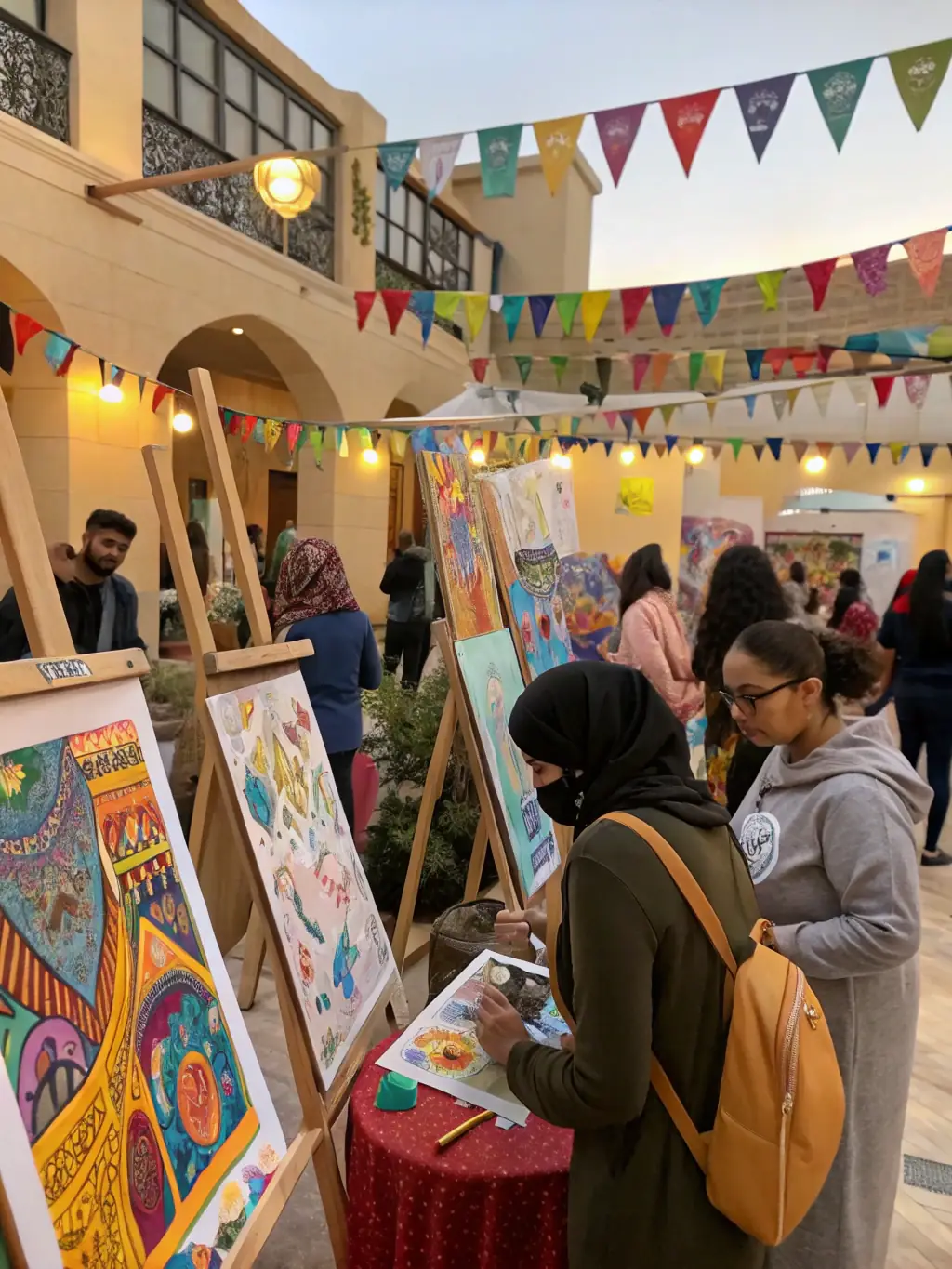 A community event with interactive art activities and engaged participants, illustrating ATD's Cultural Mediation Projects.